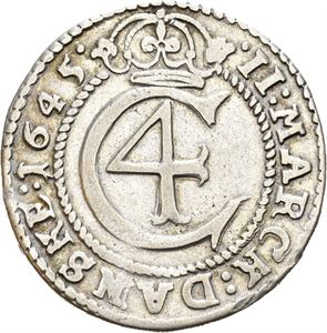 CHRISTIAN IV 1588-1648, CHRISTIANIA, 2 mark 1645. S.38
