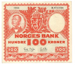 100 kroner 1960. H0713446.