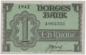 1 krone 1942. A002323.