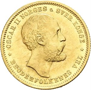 OSCAR II 1872-1905, KONGSBERG, 20 kroner 1878