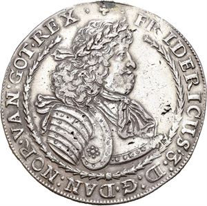 FREDERIK III 1648-1670, CHRISTIANIA, Speciedaler 1665. RR. Har vært anhengt/has been mounted. S.25