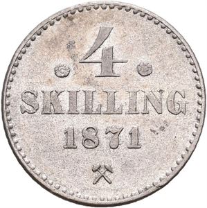 4 skilling 1871. Liten ripe på advers/small scratch on obverse