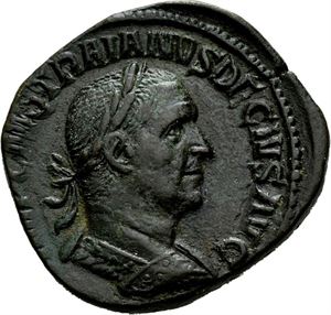 Trajan Decius 249-251, Æ sestertius, Roma 250-251 e.Kr. R: Dacia stående mot venstre