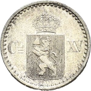 CARL XV 1859-1872, KONGSBERG. 2 skilling 1871, med stjerner
