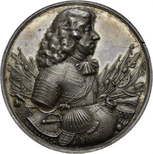 Christian V, Gullands erobring 1676. Schneider. Sølv. 45 mm