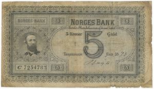 5 kroner 1895. C7254783. Signert Bøgh