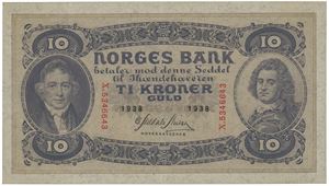 10 kroner 1938. X.5346643.