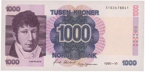 1000 kroner 1990. 3102678841.