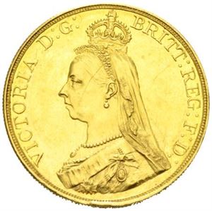 Victoria, 5 pund 1887. Liten kantskade/minor edge nick