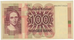 100 kroner 1979. HG0071024. Erstatningsseddel/replacement note