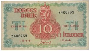 10 kroner 1944. Z406769.