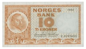 10 kroner 1954. C.0285653