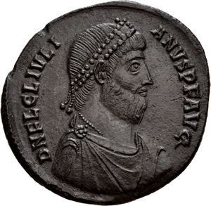 Julian II 360-363, Æ1, Constantinople 362-363 ce.Kr. R: Okse stående mot høyre