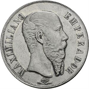 Maximilian, peso 1866. Mexico city. Svakt renset/slightly cleaned
