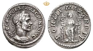 Macrinus, 217-218 e.Kr. AR denarius (3,39 g).