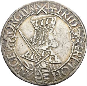 Friedrich III der Weise, Johann & Georg, taler u.år/n.d. (1512-1523), Annaberg. Klappmünzentaler