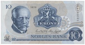 10 kroner 1978. HB0081136. Erstatningsseddel/replacement note