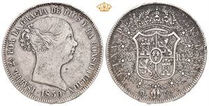 Isabella II, 20 reales 1850 CL. Madrid