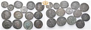 Lot of 3 Æ antoninianii and 11 folles from the tetrachy