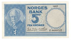 5 kroner 1957. F0699727.