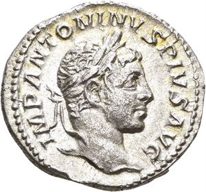 ELAGABAL 218-222, denarius, Roma 220-221 e.Kr. R: Abundantia stående mot venstre