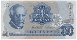 10 kroner 1972. QI0068645. Erstatningsseddel.
