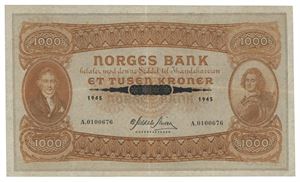 1000 kroner 1945. A.0100676