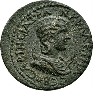Lycia, Limyra, Tranquillina, g.m.Gordian III 238-244, Æ30. R: Zeus sittende mot venstre. Meget sjelden/very rare