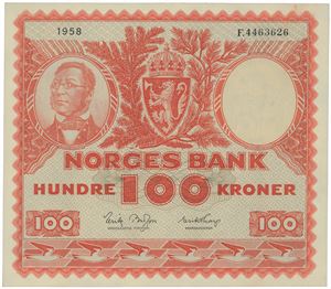 100 kroner 1958. F.4463626.