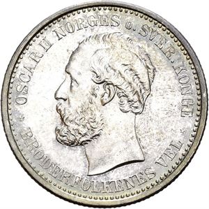 OSCAR II 1872-1905, KONGSBERG, 1 krone 1893