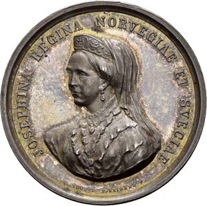 Dronning Josephines minnemedalje 1876. Weigand. Sølv. 27 mm