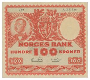 100 kroner 1949. A1393638