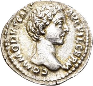 COMMODUS 177-192, denarius som Caesar, Roma 175 e.Kr. R: Liberalitas stående mot venstre