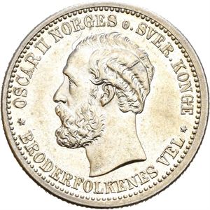 OSCAR II 1872-1905, KONGSBERG, 1 krone 1882