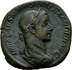 Severus Alexander 222-235, Æ sestertius, Roma 225 e.Kr. R: Jupiter sittende mot venstre