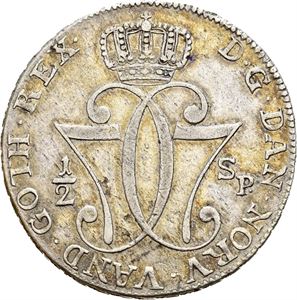 CHRISTIAN VII 1766-1808, KONGSBERG, 1/2 speciedaler 1776. S.6