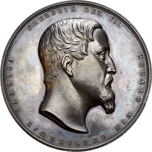 Frederik VII. Sølvmedalje 5.juni 1849. Petersen. Sølv. 50 mm