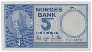 5 kroner 1960. H.0239179