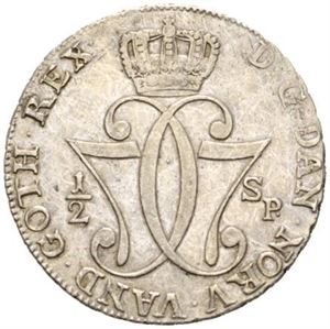 1/2 speciedaler 1776. Riper på advers/scratches on obverse. S.6.