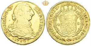 Carl III, 4 escudos 1783. Popayan. Lite filemerke/minor trace of filing