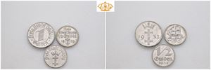 Lot 3 stk. 1 gulden 1932, 1/2 gulden 1923 og 1932