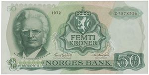 Lott 6 stk. 50 kroner 1972 D, 1976 H, 1979 J, 1980 K, 1981 L og 1983 P.