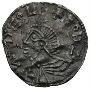 Skandinavisk imitasjon av Aethelred II, long cross penny fra Thetford (1,68 g)