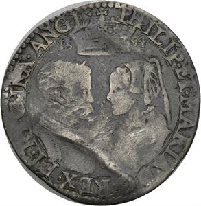 Philip & Mary, shilling 1554. Har vært bøyd/has been bent