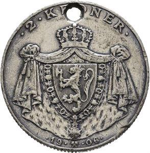 2 kr 1906 jub, perforert