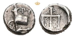 THRACE, Byzantion. Circa 387/6-340 BC. AR hemidrachm (1,89 g)