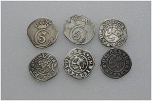 Lot 6 stk. 2 skilling 1675, 1680, 1681, 1683, 1685 og 1686