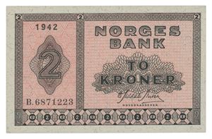 2 kroner 1942. B.6871223