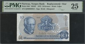 10 kroner 1972 QM0068953 Erstatningsseddel/replacement note