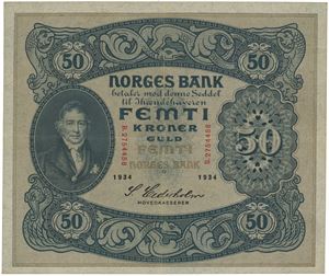 50 kroner 1934. B.2754458.